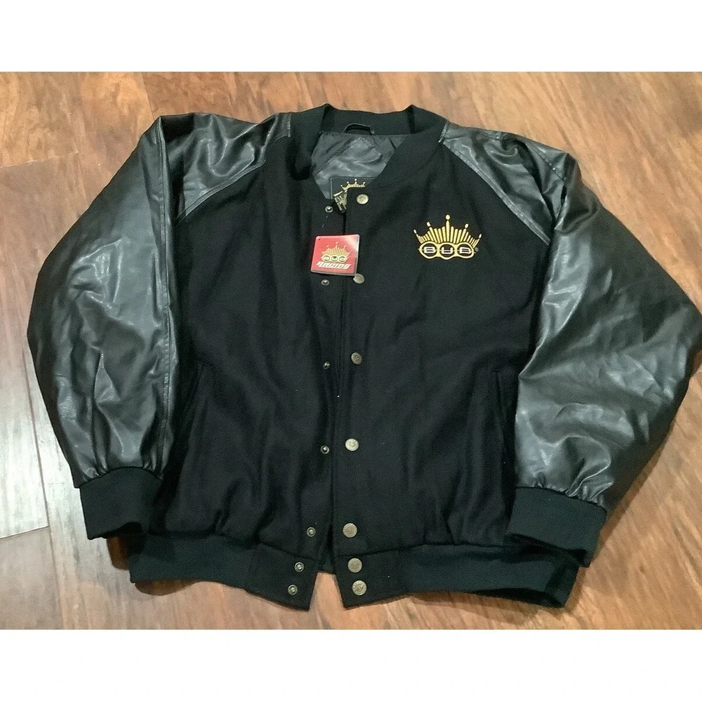 NWT  Vintage Budweiser Racing Poly Vinyl Wool Jacket Sz XLarge NASCAR.